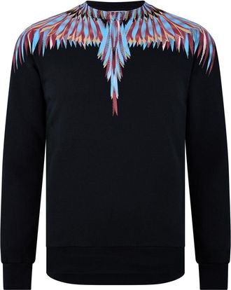 Marcelo Burlon Mens Regular Fit Long Sleeve Crew Neck Sweater in Black/Light - Size 2XS