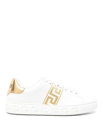 Versace Greca-Embroidered Leather Sneakers