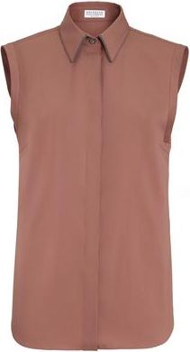 Brunello Cucinelli Stretch poplin shirt in Orange at Nordstrom, Size 3X-Large Eu