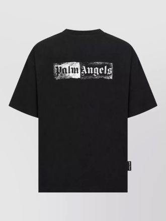 Palm Angels cotton logo print ribbed crew neck short sleeve t-shirt