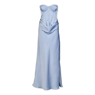 Rotate Satin Corset Maxi - Dames - Avondkleed - Blauw - M - Leer - Kleedjes