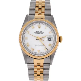 Rolex Oyster Perpetual Datejust Automatic Watch Stainless Steel and Yellow Gold 36 in Metallic Silver at Nordstrom