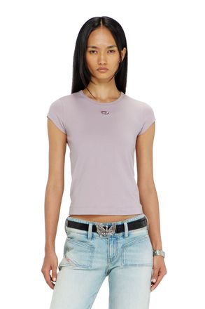 Diesel T-shirt with cut-out embroidered logo - T-Shirts - Woman - Violet