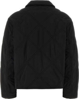 Herno Womens Quilted Nylon Down Jacket Black Elastane