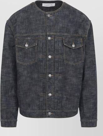 Lanvin denim jacket collarless long sleeve design