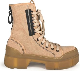 Vic Mati&eacute; V14_Roccia Unlined Enkellaars - Dames - Veterlaarzen - Bruin - 39 EU - Katoen - Schoenen