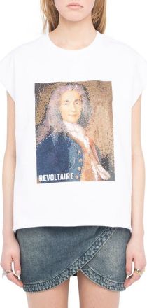 Zadig&Voltaire Cloex Crystal Embellished Voltaire T-Shirt in White at Nordstrom, Size Xx-Small