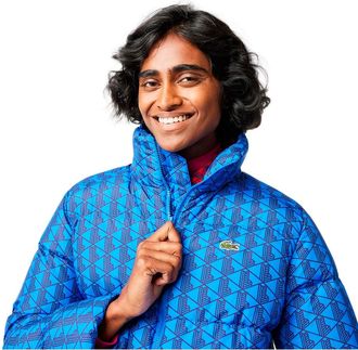 Lacoste Womens monogrammed down jacket - Blue - Size EU 38 (Womens)
