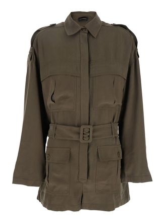 Andamane Vania Brown Jumpsuit With Classic Collar And Adjustable And Removable Belt In Viscose Blend Woman