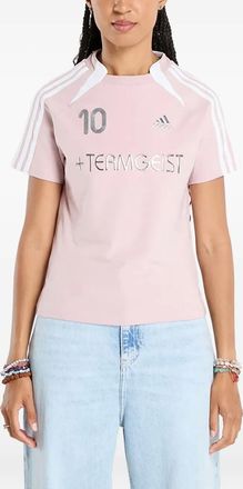 adidas Teamgeist logo-stripe T-shirt - women - Cotton/Elastane - S - Pink