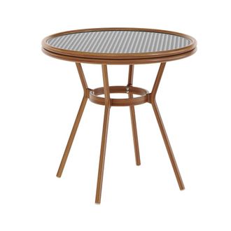 Flash Furniture Classic Commercial Grade Bistro Table, Black & White Rattan/Natural Frame