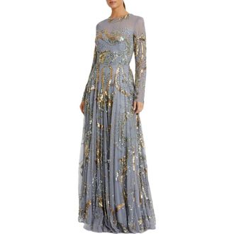 ●Mac Duggal●フローラル スパンコール 刺繍 メッシュ ガウン Mac Duggal fashion − Browse 4000+ best sellers from 6