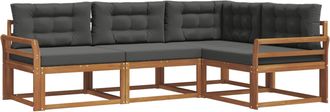 vidaXL Conjunto De Sof&aacute;s De Exterior 4 Uds. Natural Y Antracita Vidaxl