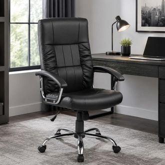 Dmora Silla De Oficina Dhongl, Sill&oacute;n Ejecutivo Con Reposabrazos, Silla De Oficina Ergon&oacute;mica, 69x64h106/116 Cm, Negro - Dmora