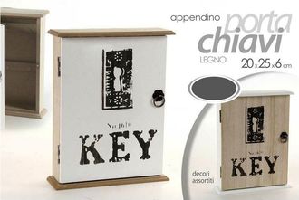 Trade Shop Trade Shop - Appendino Porta Chiavi Key Parete Con Ganci Legno 20x25x26cm Decori Ass. 762314