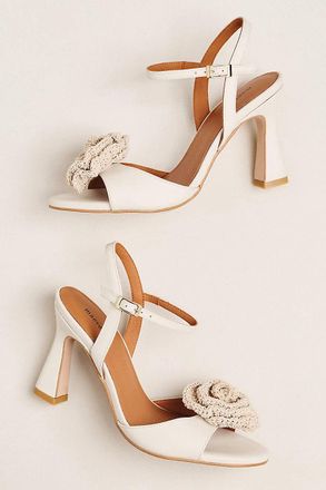 Maeve Crochet Flower Open-Toe Heels