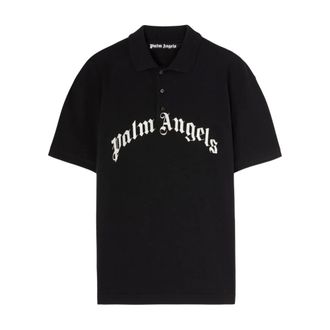 Palm Angels Polo Shirts, male, Black, Size: XL Logo-print Polo T-shirt