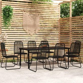 vidaXL Cena De 9 Pc Set Para Jard&iacute;n Negro