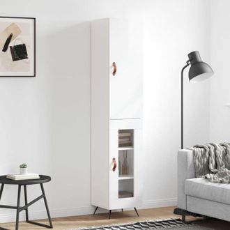 vidaXL Credenza 34,5x34x180 cm in Legno Multistrato Bianco Lucido - Vidaxl