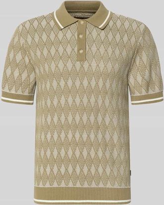 Jack & Jones Regular Fit Poloshirt im Allover-Look in Oliv, Gr&ouml;&szlig;e XXL