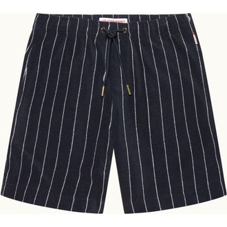 Orlebar Brown Trevone Towelling Classic Fit Stripe Towelling Sweat Shorts in Night Iris/white Sand at Nordstrom, Size Xx-Large