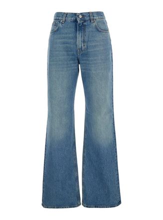Haikure korea Blue Jeans With Wide Leg And Logo Patch On The Rear In Denim Woman