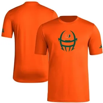 adidas Mens adidas Orange Miami Hurricanes Football Helmet Pre-Game AEROREADY T-Shirt at Nordstrom, Size X-Large