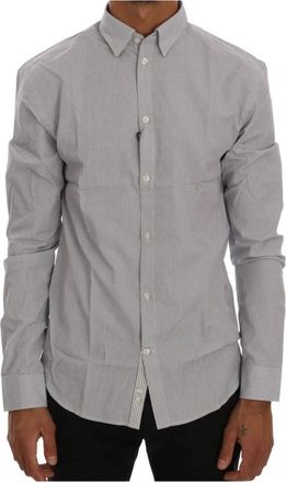 Frankie Morello Check Casual Cotton Regular Fit Shirt - Heren - Casual Overhemden - Grijs - L - Katoen - Overhemden