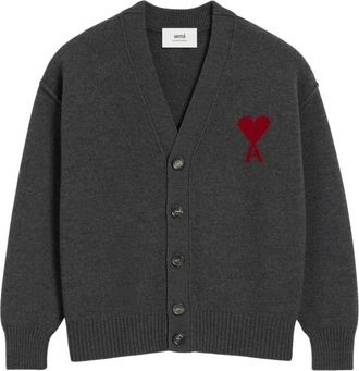 Ami Ami de Coeur Cardigan - Heren - Vesten - Grijs - XL - Wol - Truien & Vesten