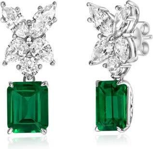 Suzy Levian Gala Cubic Zirconia Drop Earrings in Green at Nordstrom Rack