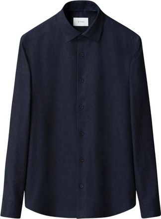 Eton Camisa de Franela Lisa - Shirts - Hombre - Azul - 2XL