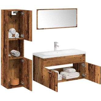 vidaXL vidaXL Set Mobili da Bagno 5 pz Legno Antico in Legno Multistrato