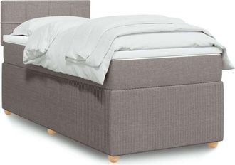 vidaXL Cama Box Spring Con Colch&oacute;n Tela Gris Taupe 80x200 Cm Vidaxl