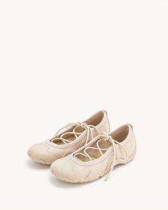 JW PEI Caitlin - Ballerine beige con lacci-Neutro