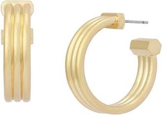 AllSaints Tube Hoop Earrings in Vintage Gold at Nordstrom