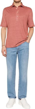 Brunello Cucinelli Red Shirt Collar Polo