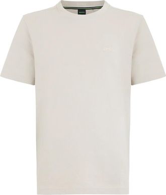 HUGO BOSS Katoenen T-shirt met borduursel - Heren - T-shirts - Beige - XS - Katoen - Tops
