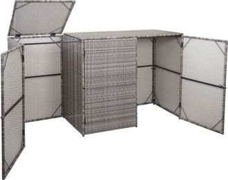 Hhg D&eacute;coshop26 - Cubo De Basura Exterior Que Alberga Contenedores De Basura De Polirrat&aacute;n De Hasta 3 Contenedores 3x120 Litros Gris 110x195x66 Cm 04000369