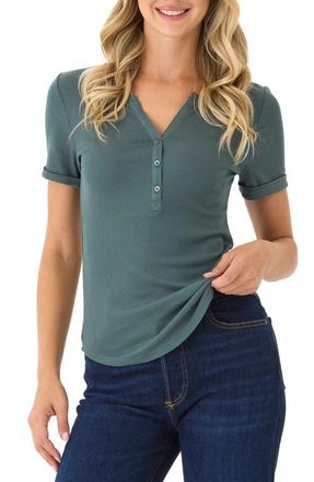 Threads 4 Thought Akia Feather Ribbed Henley in Seagrass at Nordstrom, Size X-Small Regular