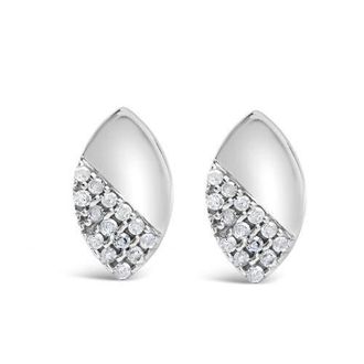 House of Brilliance Silver 1/6 Ct Diamond and Mirror Polish Pear Shape Stud Earrings in White at Nordstrom