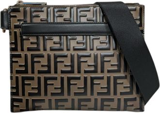 Fendi Black Brown Leather Shoulder Bag (Pre-Owned)