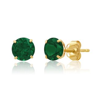 MAX + STONE 14k Yellow Gold 6MM Round Stud Gemstone Earrings