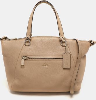 Coach Beige Pebbled Leather Prairie Satchel