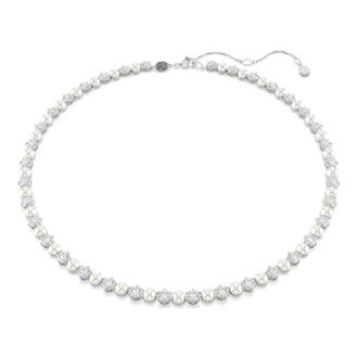 Swarovski Ketting Unisex Matrix Tennis Ketting Kristal Parel Ronde Slijping Wit Gerhodineerd 5689623 - Dames - Kettingen - Grijs - ONE Size - Accessoires