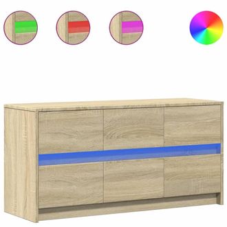Berkfield Home TV Cabinet with LED Sonoma Oak 100x34x50 cm Engineered Wood in Light Brown | Size: 100 x 34 x 50 cm