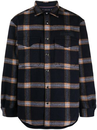 Tommy Hilfiger brushed-effect check-pattern overshirt - Blue