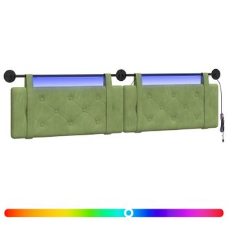 vidaXL Cabecero Colgante Con Luz Led Verde Claro Terciopelo Vidaxl