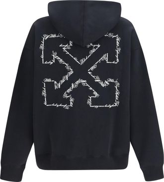 Off-white Mens Script Arrow Diagonal Skate Hoodie Black Cotton Sweatshirts Sweater