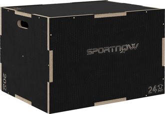 OEM Caj&oacute;n De Salto Pliom&eacute;trico De Madera Con Mangos Huecos Carga 120 Kg Para Casa Oficina Gimnasia 76x61x51 Cm Negro