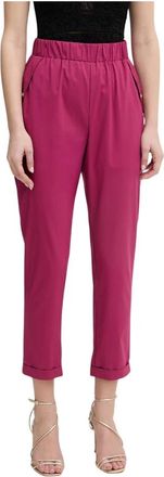 Liu Jo Slim-fit broek met omslag - Dames - Vrijetijds broeken - Roze - L - Polyester - Broeken